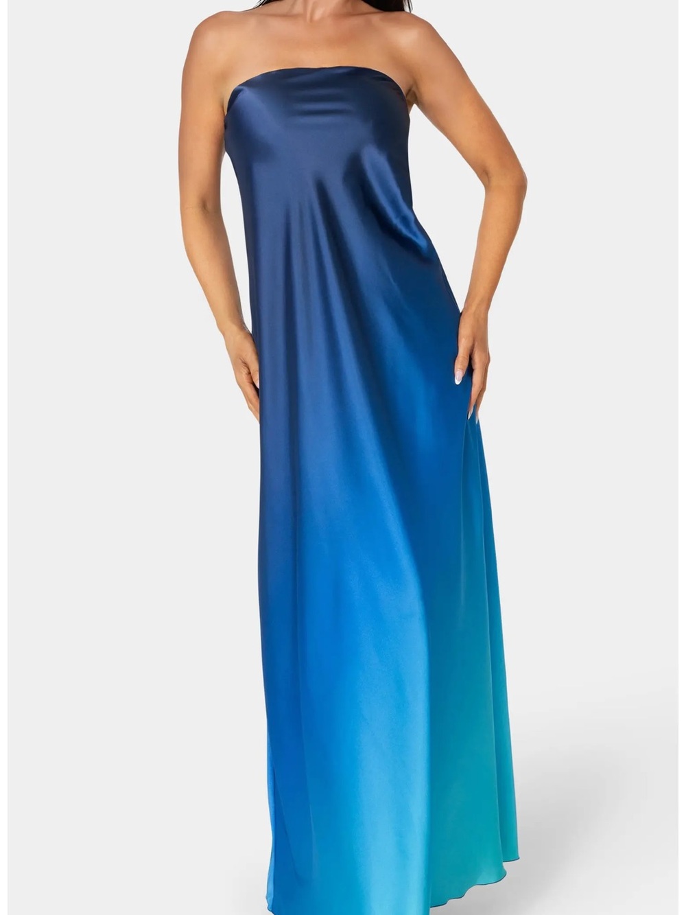 bebe Strapless Ombre Maxi Dress